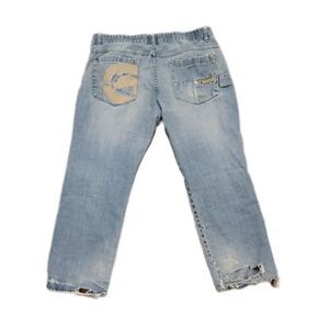 Vintage Y2k Distressed Baggy Grunge Rocawear Jeans 42x30 Embroidered Wide Leg